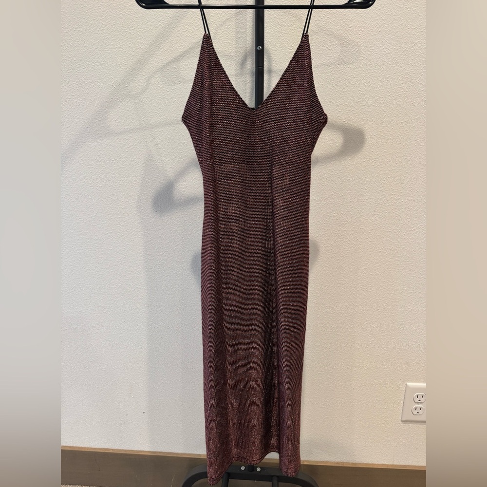 Topshop Burgundy Midi Dress